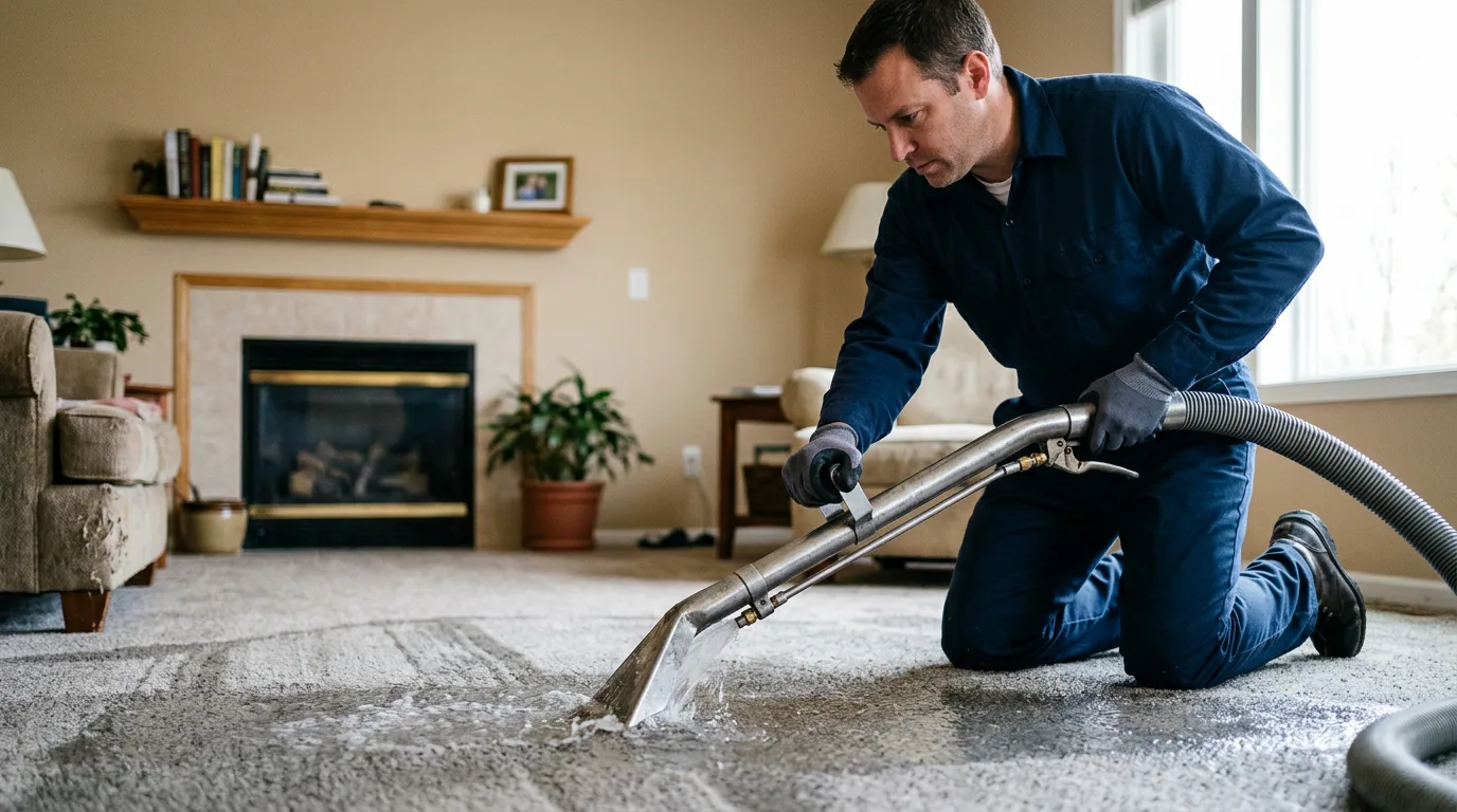Water damage restoration technician working near Patton, CA